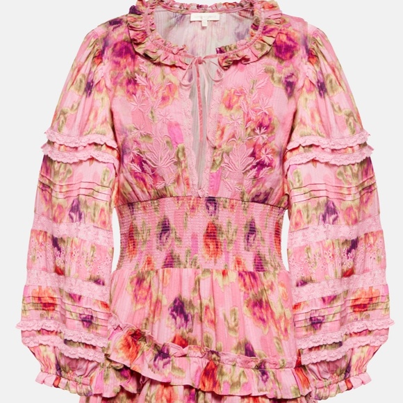 LoveShackFancy Clarkie Pink Floral Minidress NWT